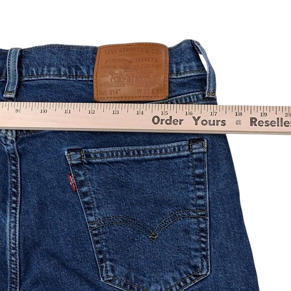 Levi's Premium Jeans Mens Blue Denim WaterLess Straight Leg 33 X 30 Classic - Picture 8 of 9